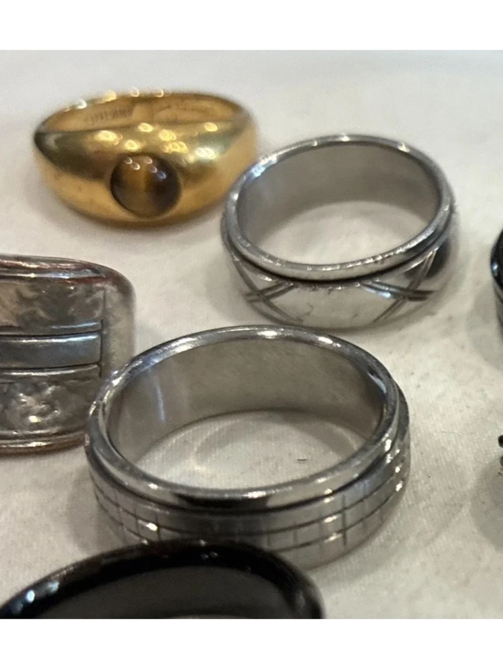 Mixed Metal Ring Lot - Black, Silver, Gold